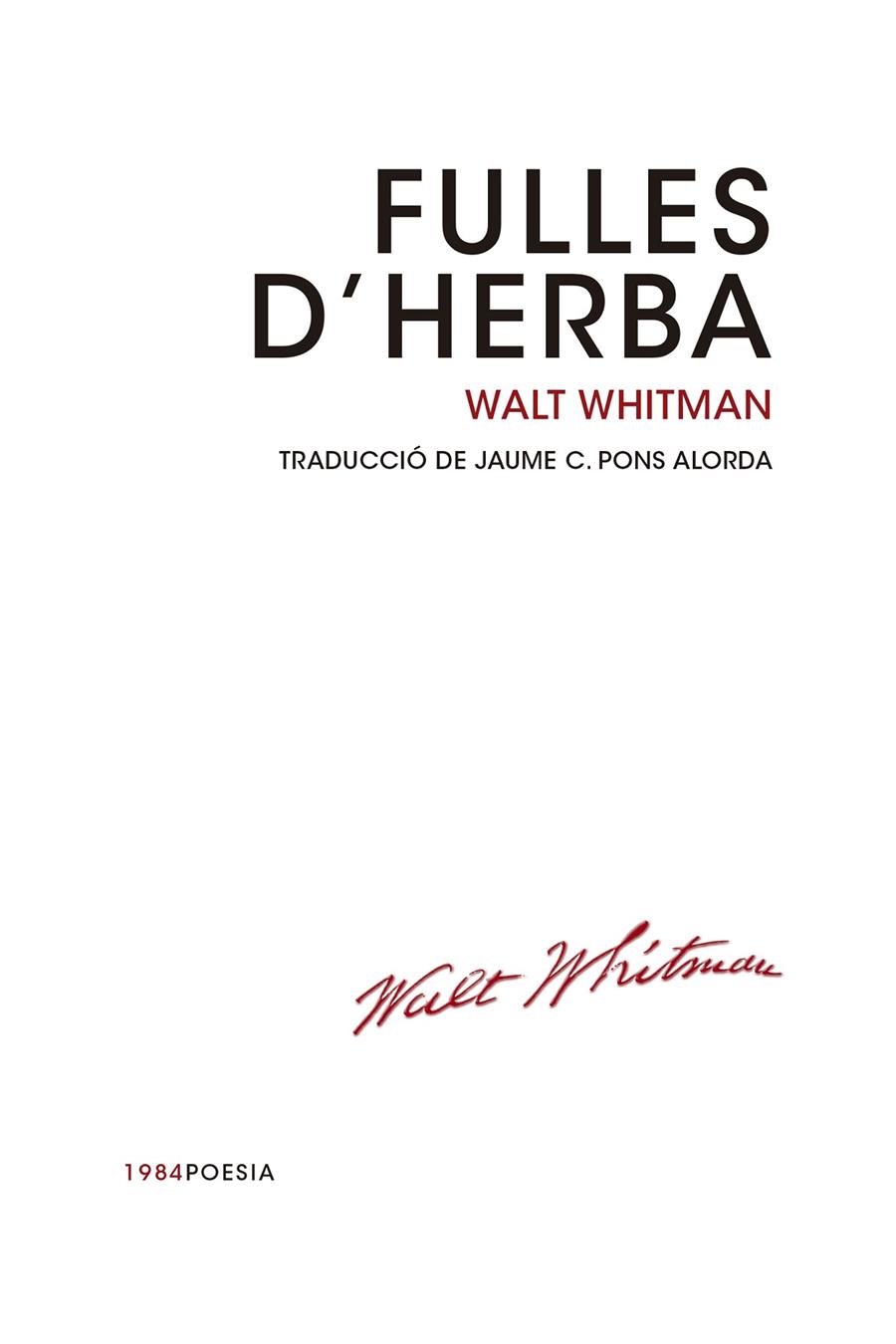 Fulles d'herba | 9788415835301 | Whitman, Walt