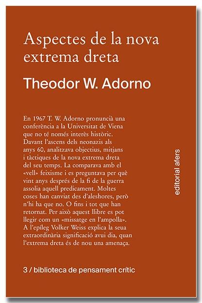 Aspectes de la nova extrema dreta | 9788418618413 | Adorno, Theodor W.