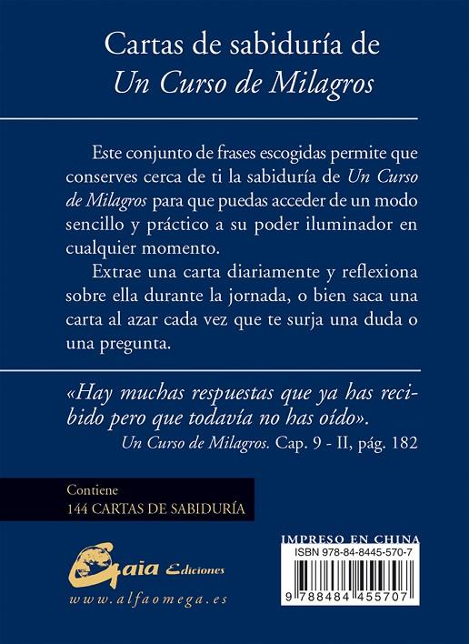 Cartas de sabiduría de Un curso de milagros | 9788484455707 | FOUNDATION FOR INNER PEACE